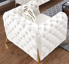Mid century brand new love seat and chair chenille fabric set