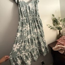 Floral Light Green Maxi Dress 