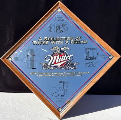 1996 Miller Beer "A Reflection of Those With a Dream" Triangular Mirror 26"x 26"