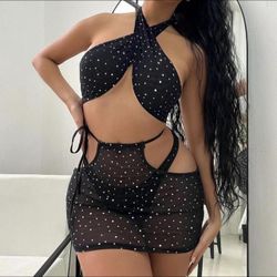 Party Til Midnight Rhinestone Mini Dress