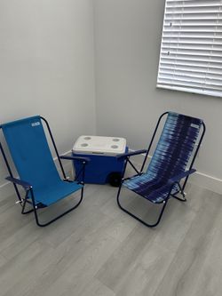 Beach chairs and cooler