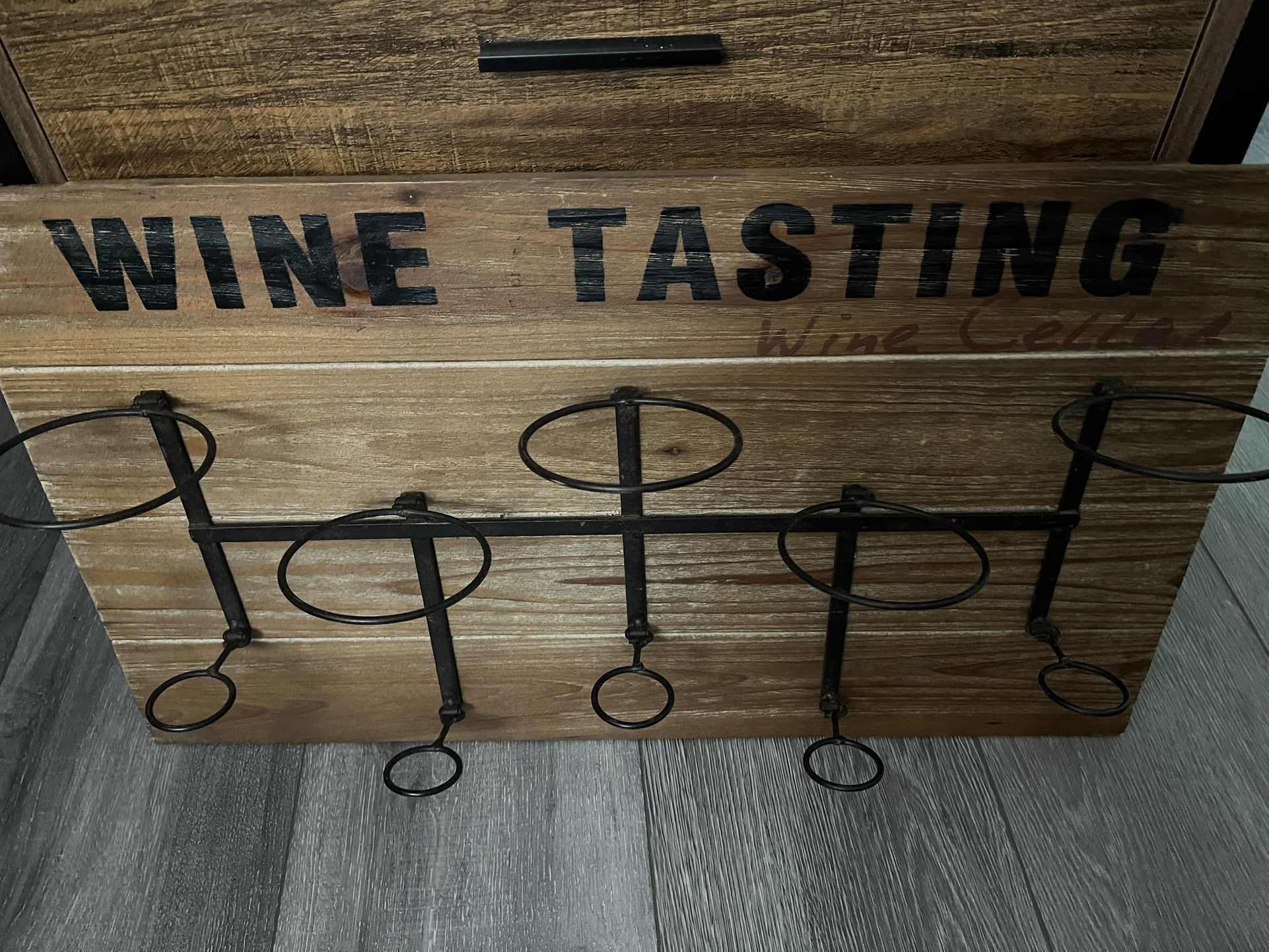 Wooden wall wine rack