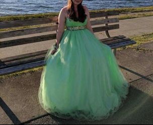 Medium Strapless Mint green corset prom dress