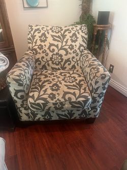 Gray and Cream Floral Chair
