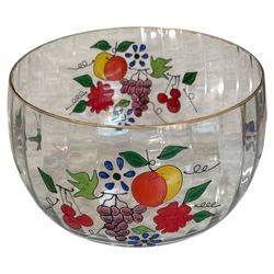 Crystal Clear Venetian Fruit 9" Bowl Trimmed in 22K Gold Handcrafted
