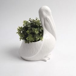 Pelican White Ceramic Planter Plant Pot Animal Plants Succulents Flower Indoor Outdoor Face Unique Face Box Garden Patio Animal Modern