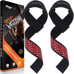 Grip Lifting Straps for Anti-Slip Weightlifting and Strength Training, Premium Cotton and Padded Wrist Wraps, Gym Deadlift for Men & Women (Black, 1-P