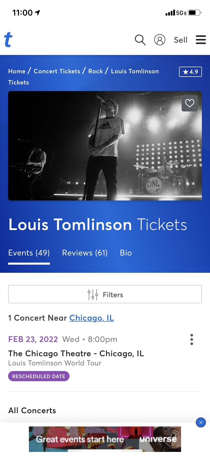 Louis Tomlinson Concert Chicago Theater 4 Together Sold Out!!!!!!