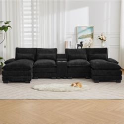 Brand NEW only $500! - U-Shaped Chenille cloud couch sectional chaise ottoman (originally $1,114)
