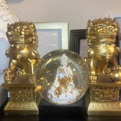 Buddha Snowglobe And Foo Dogs $35 Set/ $20 Buddhna/$ 20 Foo Dogs