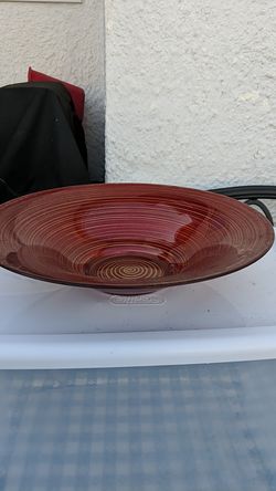 Red glass serving bowl