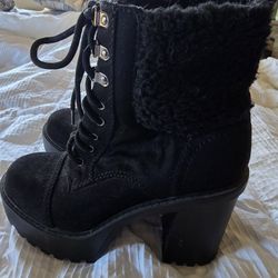 Platform Lace Up Shearling Boots