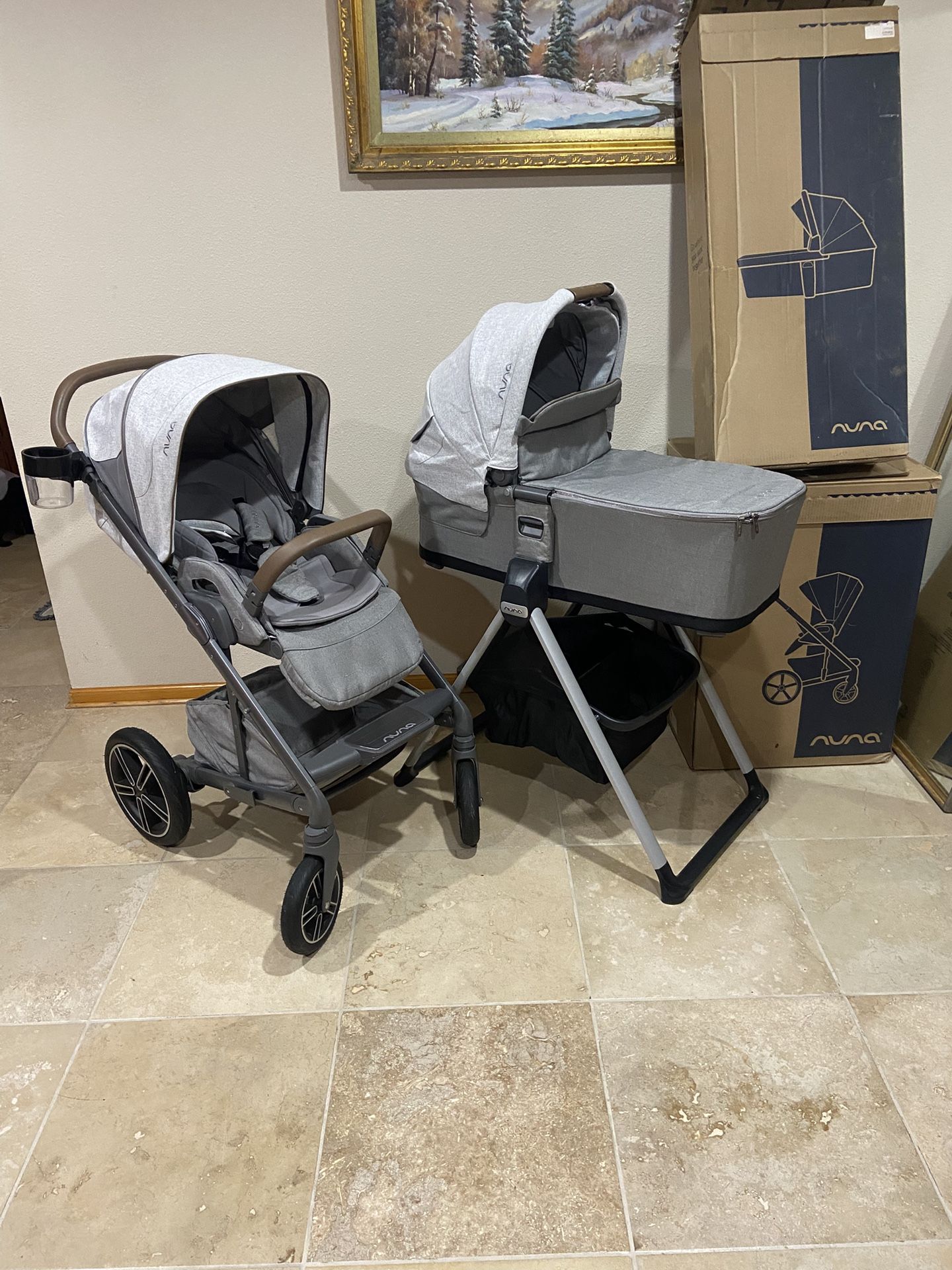 Nuna Mixx Next Stroller And Bassinet With Stand Beige