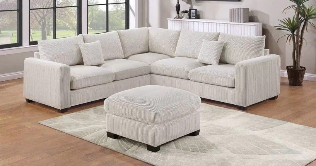BRAND NEW 4PCS SECTIONAL SOFA SET WITH OTTOMAN AND ACCENT PILLOW INCLUDED $499+tax