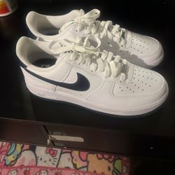 new Nike Air Force 1s (white with black swoosh)