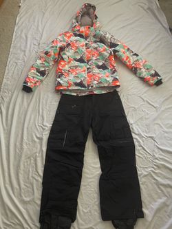 Like new ladies (SeaRipe) hooded winter ski jacket & bad company brand ski pants.