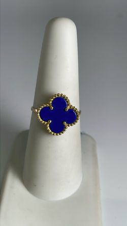 14k gold clover ring with blue
