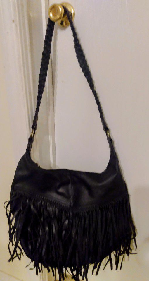 Bohemian Style Large Black Fringe Bag /Steve Madden