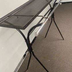 Vintage clothing store rack with display attached shelf L58 1/2” H50” D24”
