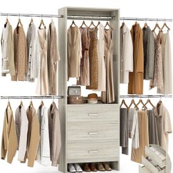 Closet Organizer with 3 Wooden Drawers,