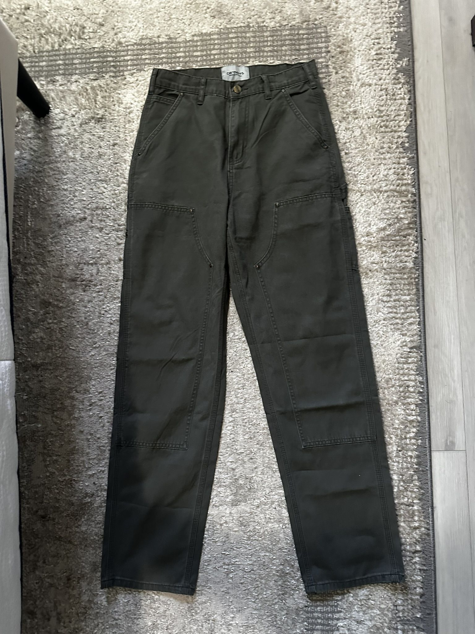 CARHARTT WIP DOUBLE KNEE PANTS ARMY GREEN Size S