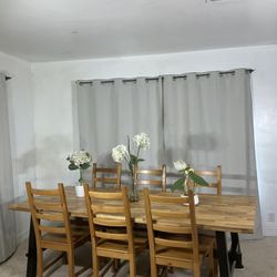 Large Rectangular Farmhouse Dining Table With 6  Chairs IKEA Stogsta/Kaustby