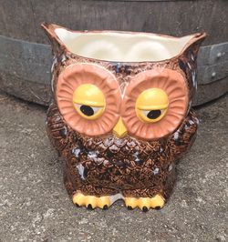 Cute Vintage Ceramic Owl Planter