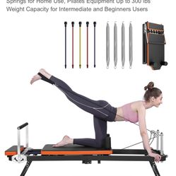 Pilates Reformer Foldable Pilates Reformer Machine with Springs for Home Use, Pilates Equipment Up to 300 lbs Weight Capacity for Intermediate and Beg