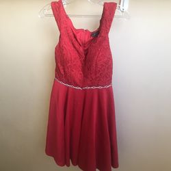 RED SATIN PROM DRESS