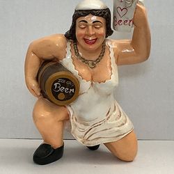 Beer Lady Statue  19” Tall 14” Wide 9” Deep