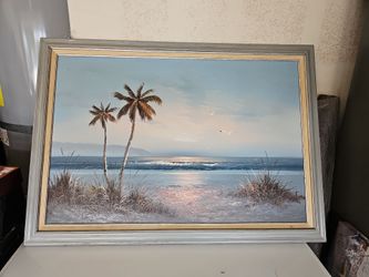 Beach oil painting canvas