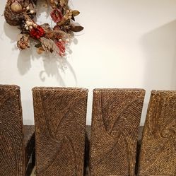 Six Dinning Room Chairs (Unique Woven Design)