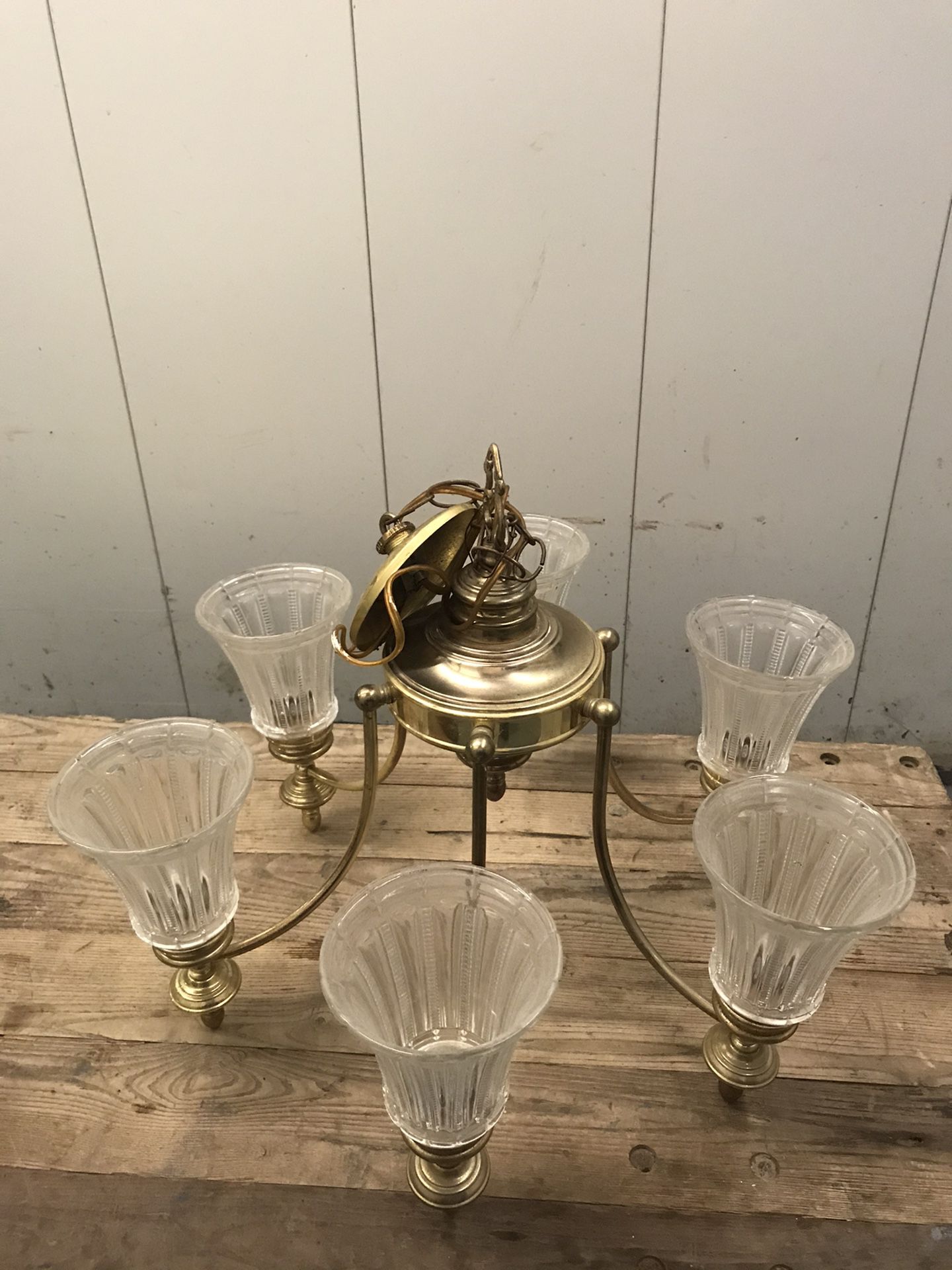 6 Light Vintage Brass Chandelier