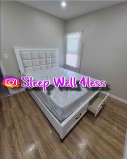 NEW QUEEN BED FRAME AND MATTRESS
