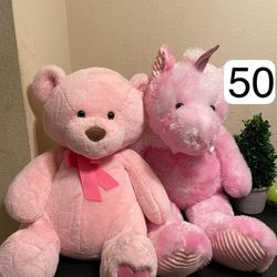 Large Pink Bear & Unicorn Buddies