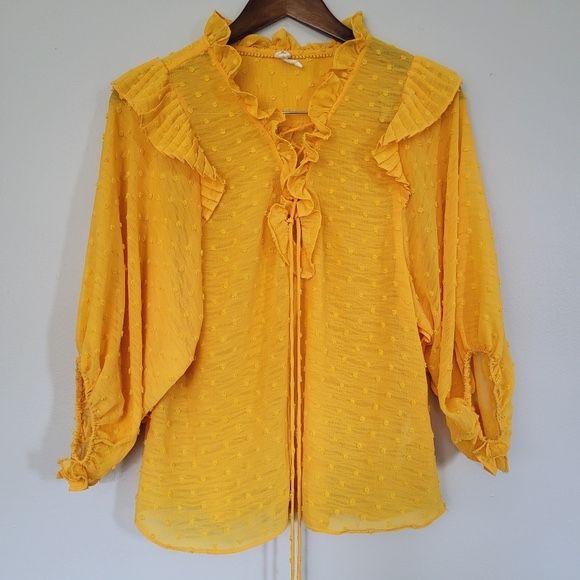 Anthropologie Haida Ruffle Boho Blouse Swiss Dot X3