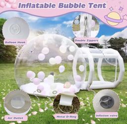 10FT Inflatable Bubble House Dome for Kids, Clear PVC Inflatable Bubble House Tent with Tunnel, Bubb