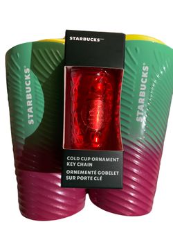 Starbucks Ceramic Cups and Red Cup Keychain Ornament