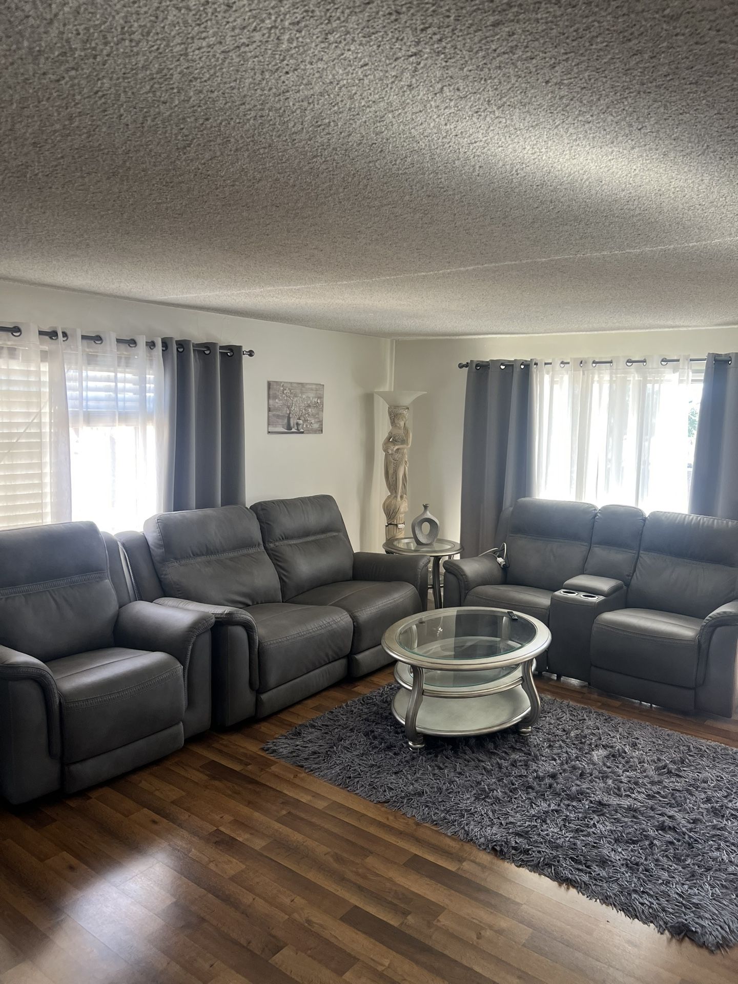 Living Room Grey Power Recliner