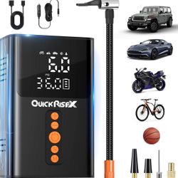 160 PSI Portable Air Compressor | Stainless Steel Body | Rechargeable Tire Inf