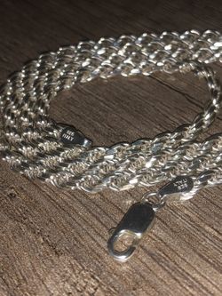 Solid 925 Sterling Silver Diamond-Cut Rope Chain / 22inch X 3.5mm