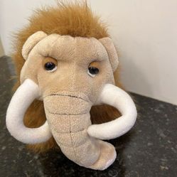 Ganz Wooly Mammoth Plush Stuffed Animal 10" Long Tusks Brown Furry 