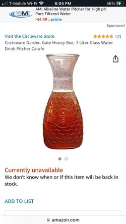 Circlewear Garden Gate Honey Bee Drink Glass Pitcher Carafe And Storage Container  Thumbnail