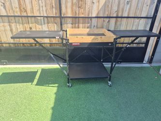ROUSSEAU CO. LARGE SHOP STYLE MITER SAW STAND,  IN VERY GOOD CONDITION