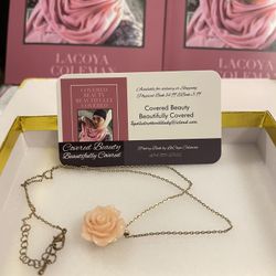 Flower Charm On Adjustable Necklace 