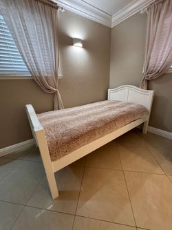 White Wood Twin Bed Frame