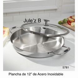 Princess House.  Plancha De 12” De Acero Inoxidable Nueva En Su Caja 