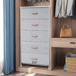 Dresser storage tower Light Gray 5 -Drawer 23.2-in W Combo dresser