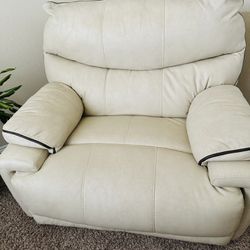 Oversized Soft To Touch Cream Color Recliner 