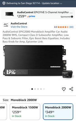 Audiocontrol epic2000 mono sub amp (240$firm